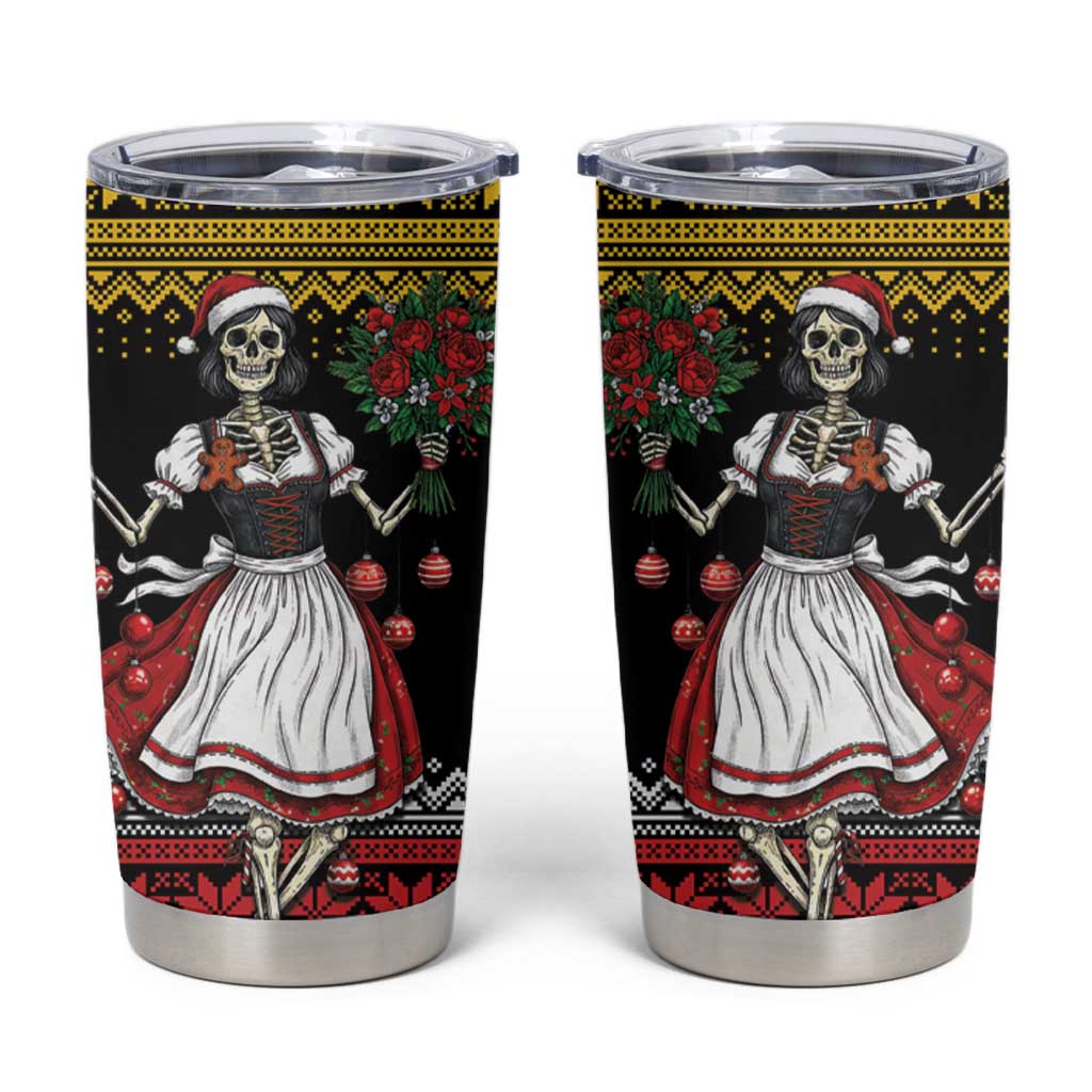 Dirndl Skeleton Dance Tumbler Cup Bavarian Gothic Christmas - Wonder Print Shop