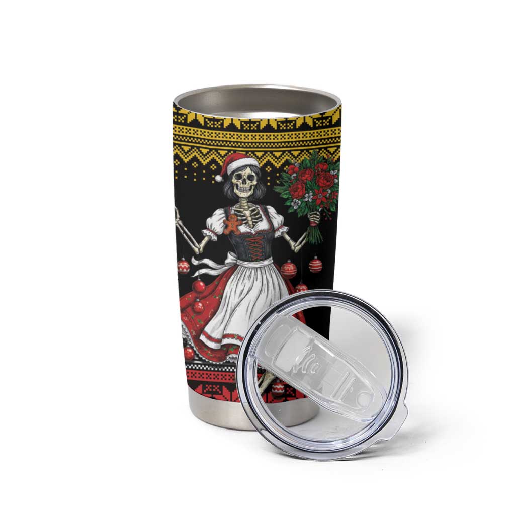 Dirndl Skeleton Dance Tumbler Cup Bavarian Gothic Christmas - Wonder Print Shop
