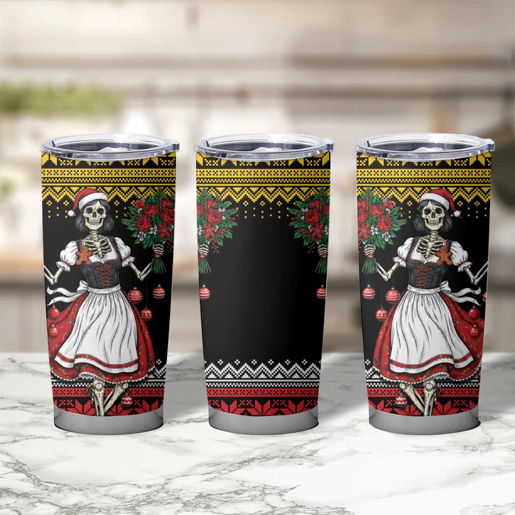 Dirndl Skeleton Dance Tumbler Cup Bavarian Gothic Christmas - Wonder Print Shop