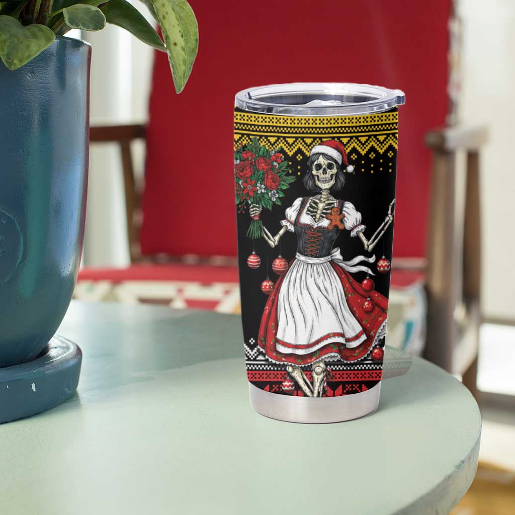 Dirndl Skeleton Dance Tumbler Cup Bavarian Gothic Christmas - Wonder Print Shop