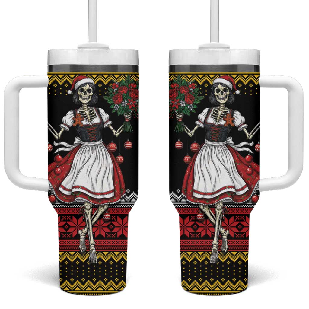 Dirndl Skeleton Dance Tumbler With Handle Bavarian Gothic Christmas - Wonder Print Shop