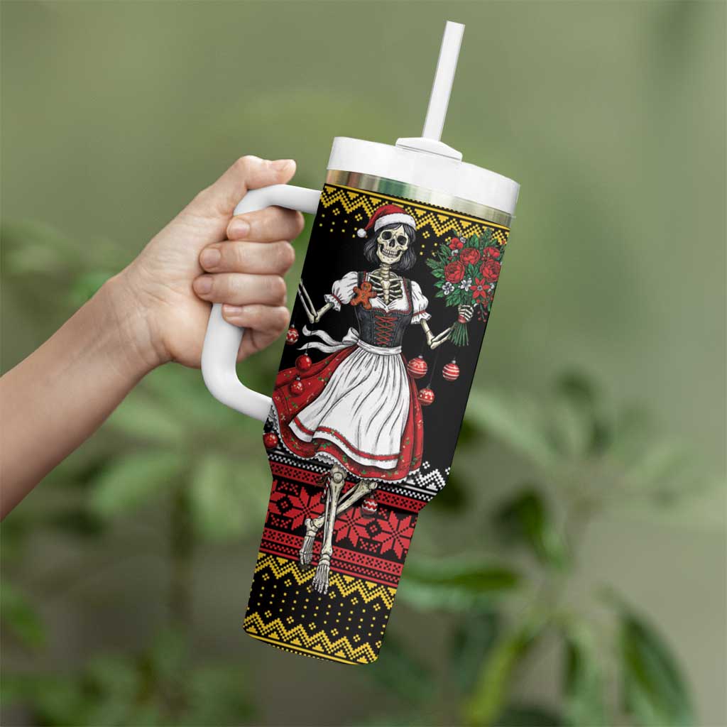 Dirndl Skeleton Dance Tumbler With Handle Bavarian Gothic Christmas - Wonder Print Shop
