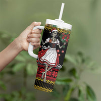 Dirndl Skeleton Dance Tumbler With Handle Bavarian Gothic Christmas - Wonder Print Shop