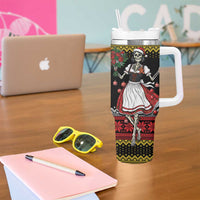 Dirndl Skeleton Dance Tumbler With Handle Bavarian Gothic Christmas - Wonder Print Shop