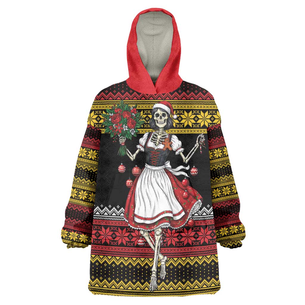 Dirndl Skeleton Dance Wearable Blanket Hoodie Bavarian Gothic Christmas - Wonder Print Shop