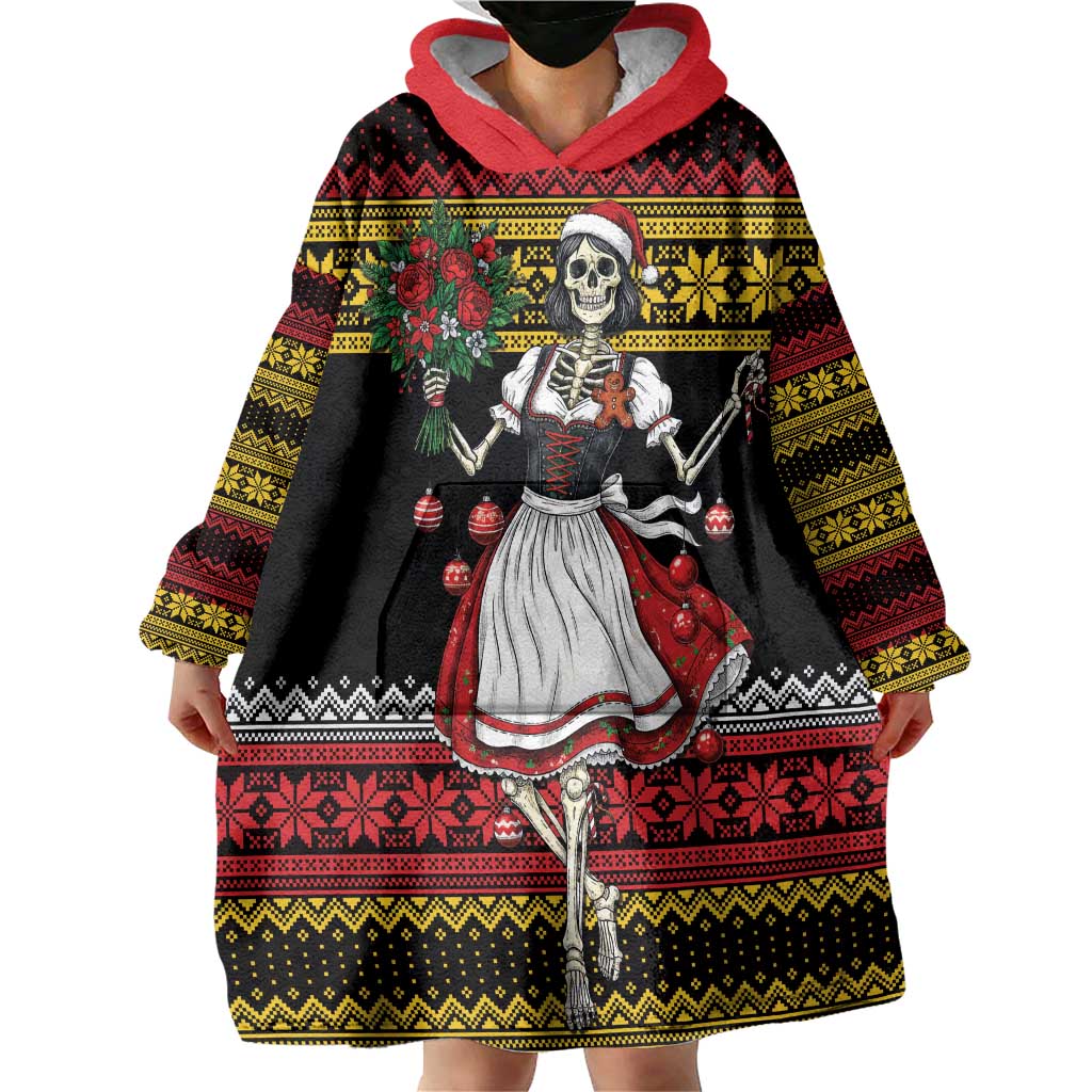 Dirndl Skeleton Dance Wearable Blanket Hoodie Bavarian Gothic Christmas - Wonder Print Shop