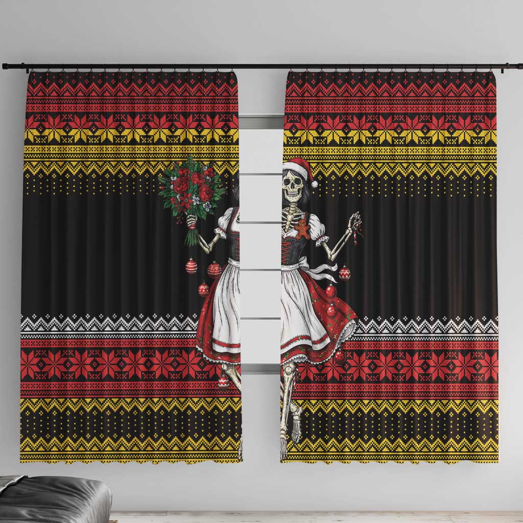 Dirndl Skeleton Dance Window Curtain Bavarian Gothic Christmas - Wonder Print Shop