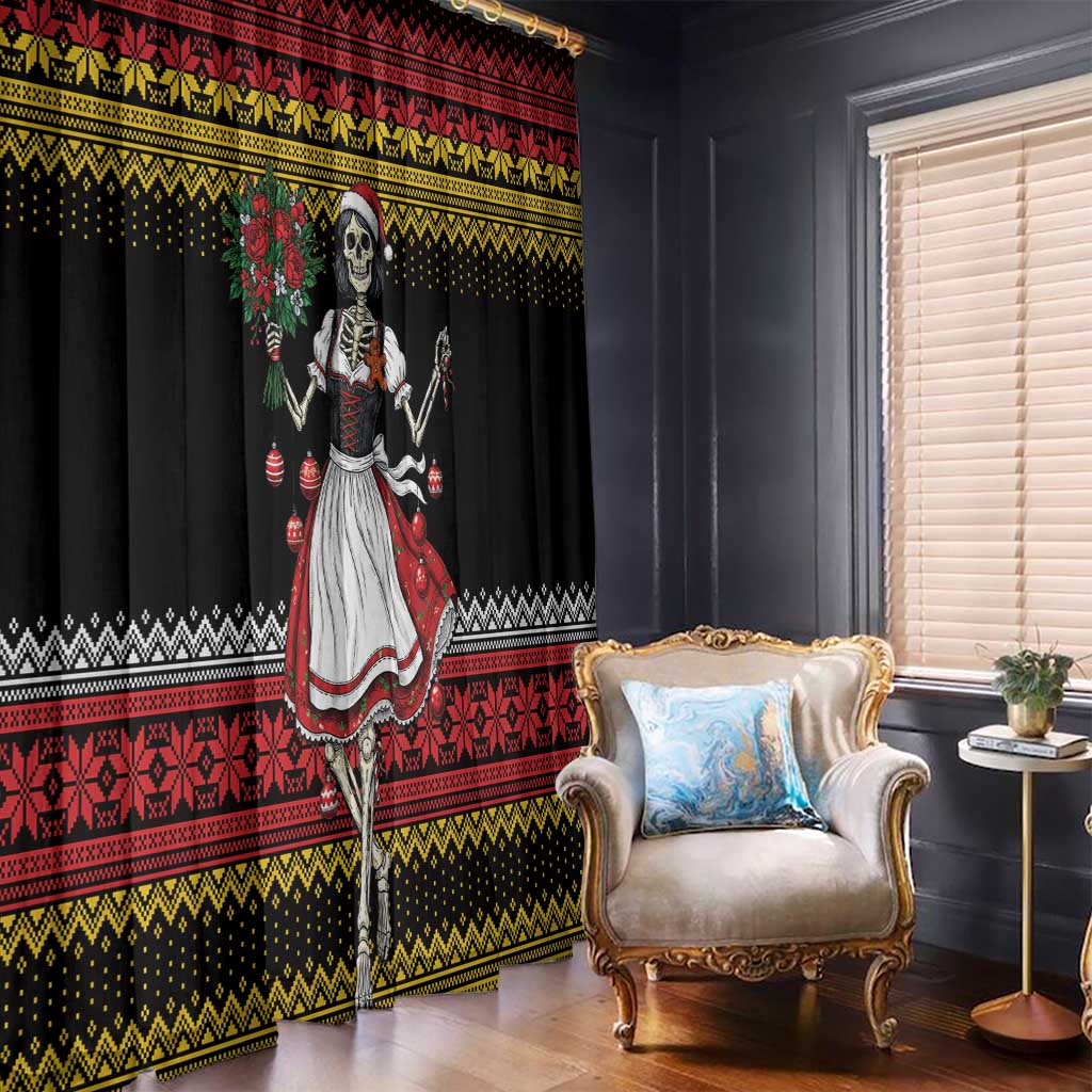 Dirndl Skeleton Dance Window Curtain Bavarian Gothic Christmas - Wonder Print Shop