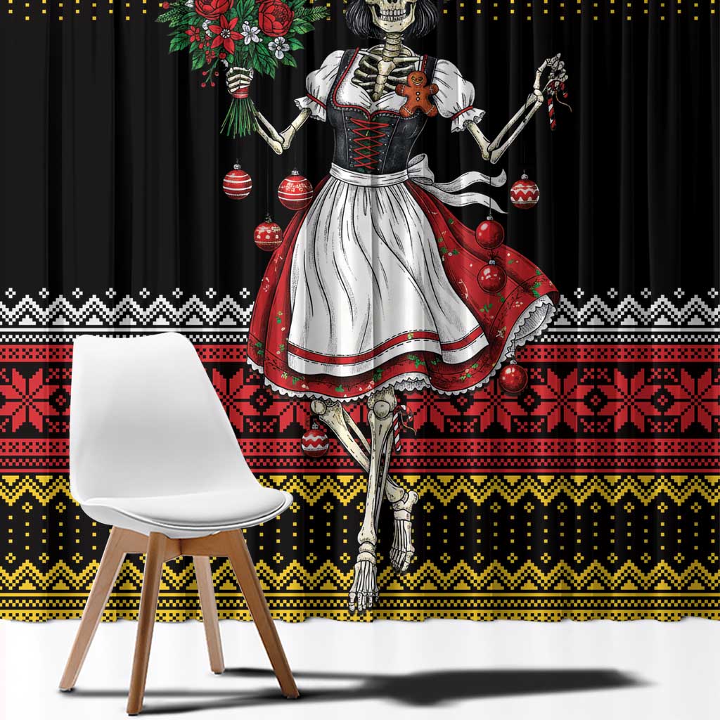 Dirndl Skeleton Dance Window Curtain Bavarian Gothic Christmas - Wonder Print Shop