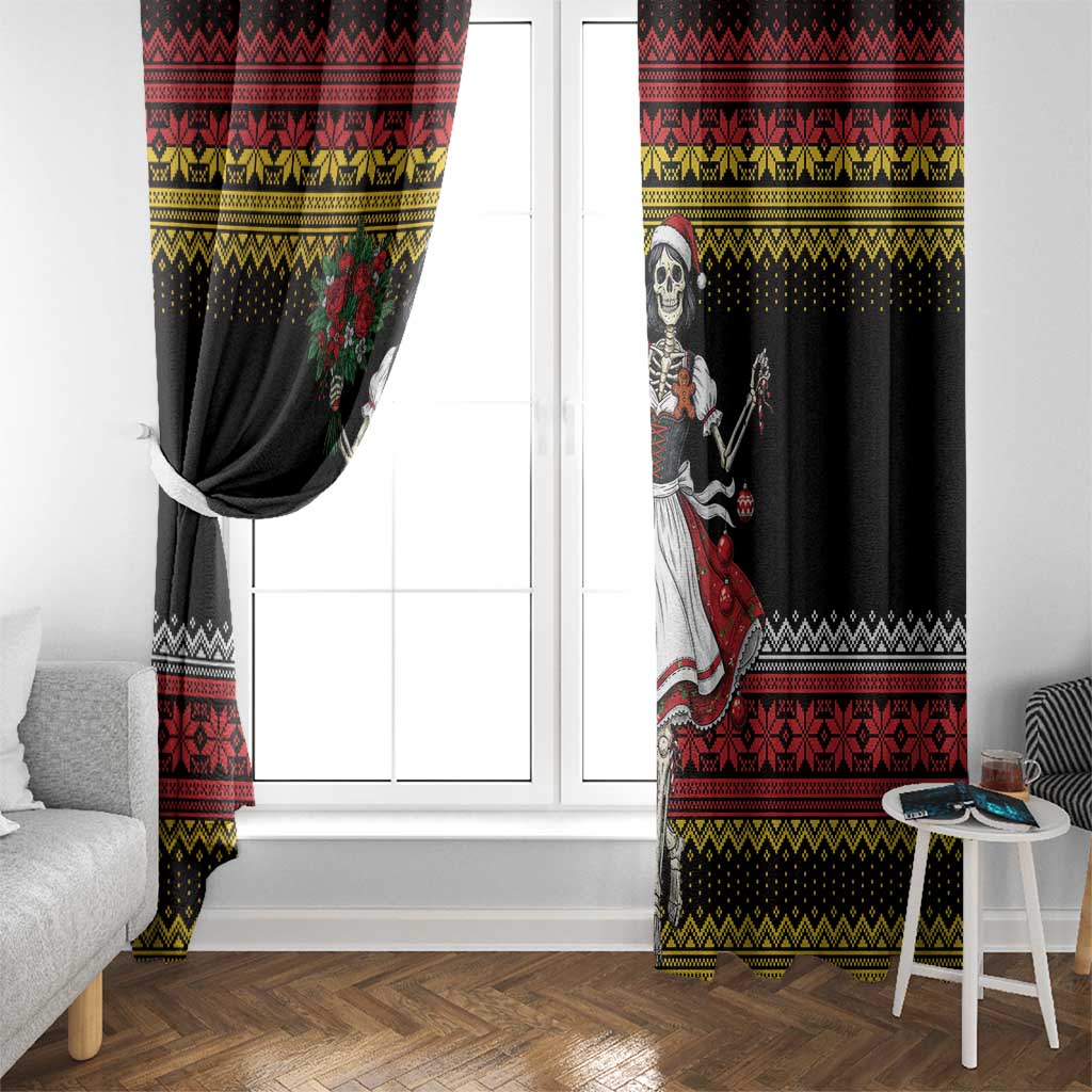 Dirndl Skeleton Dance Window Curtain Bavarian Gothic Christmas - Wonder Print Shop