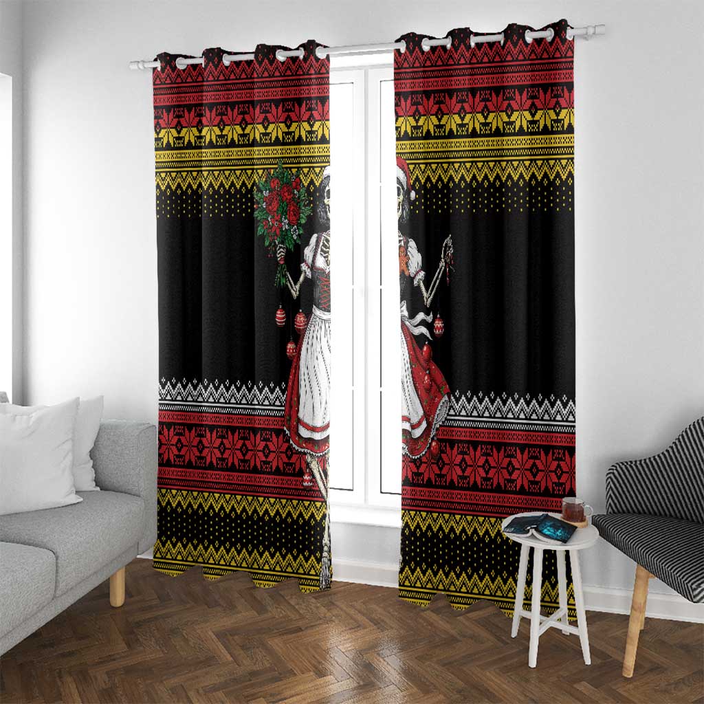 Dirndl Skeleton Dance Window Curtain Bavarian Gothic Christmas - Wonder Print Shop