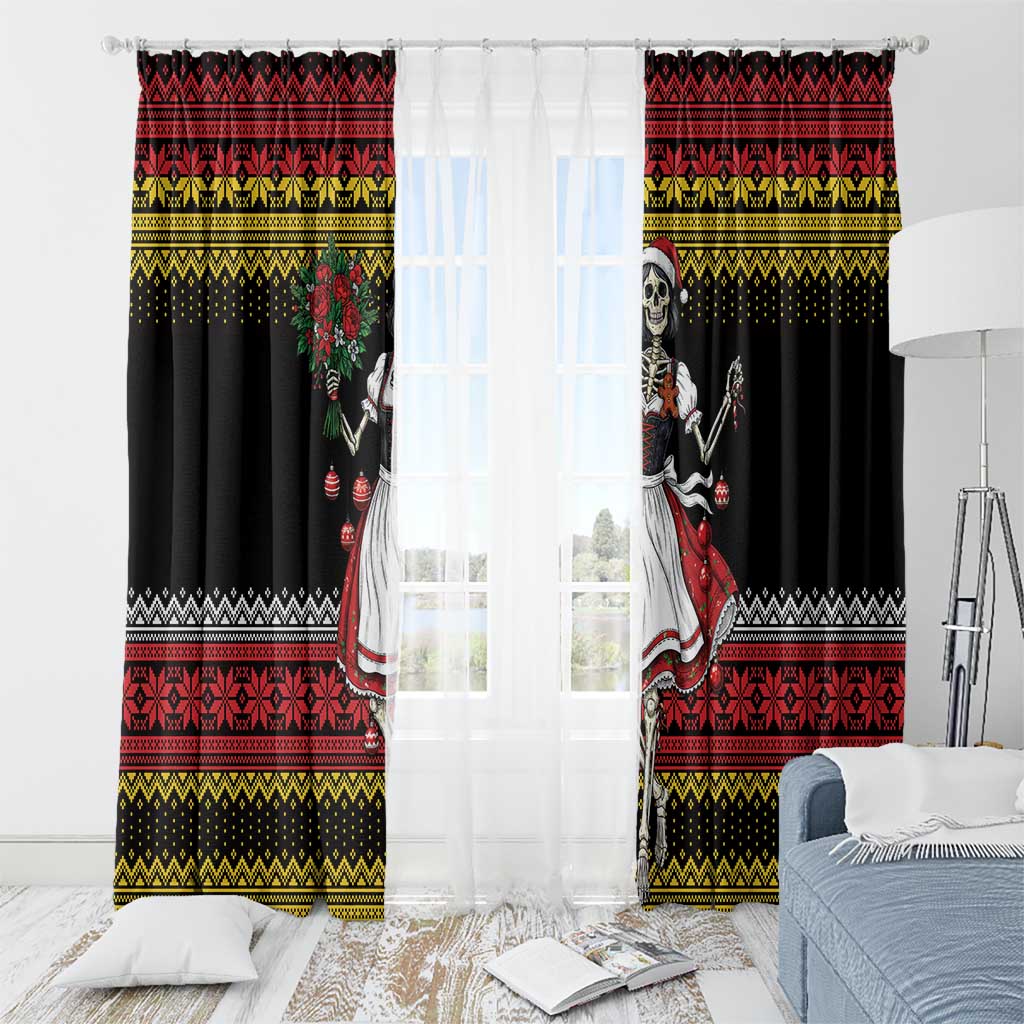 Dirndl Skeleton Dance Window Curtain Bavarian Gothic Christmas - Wonder Print Shop