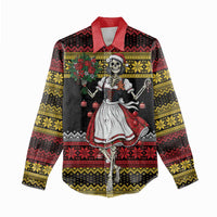 Dirndl Skeleton Dance Women Casual Shirt Bavarian Gothic Christmas - Wonder Print Shop