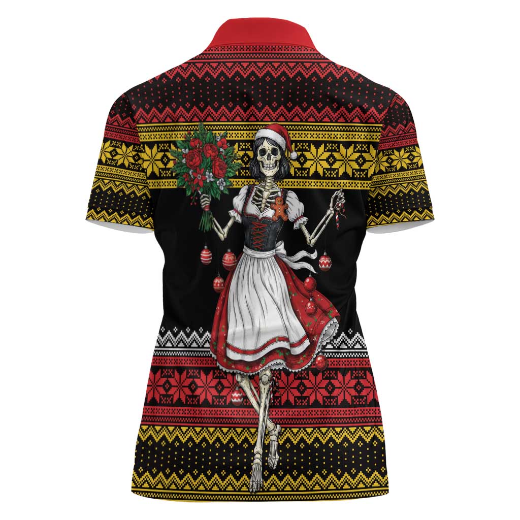 Dirndl Skeleton Dance Women Polo Shirt Bavarian Gothic Christmas - Wonder Print Shop