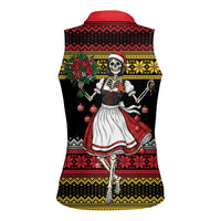 Dirndl Skeleton Dance Women Sleeveless Polo Shirt Bavarian Gothic Christmas - Wonder Print Shop
