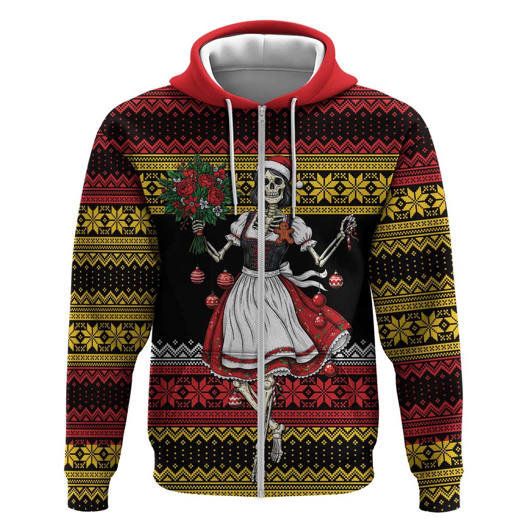 Dirndl Skeleton Dance Zip Hoodie Bavarian Gothic Christmas - Wonder Print Shop