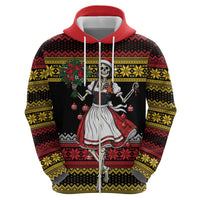 Dirndl Skeleton Dance Zip Hoodie Bavarian Gothic Christmas - Wonder Print Shop