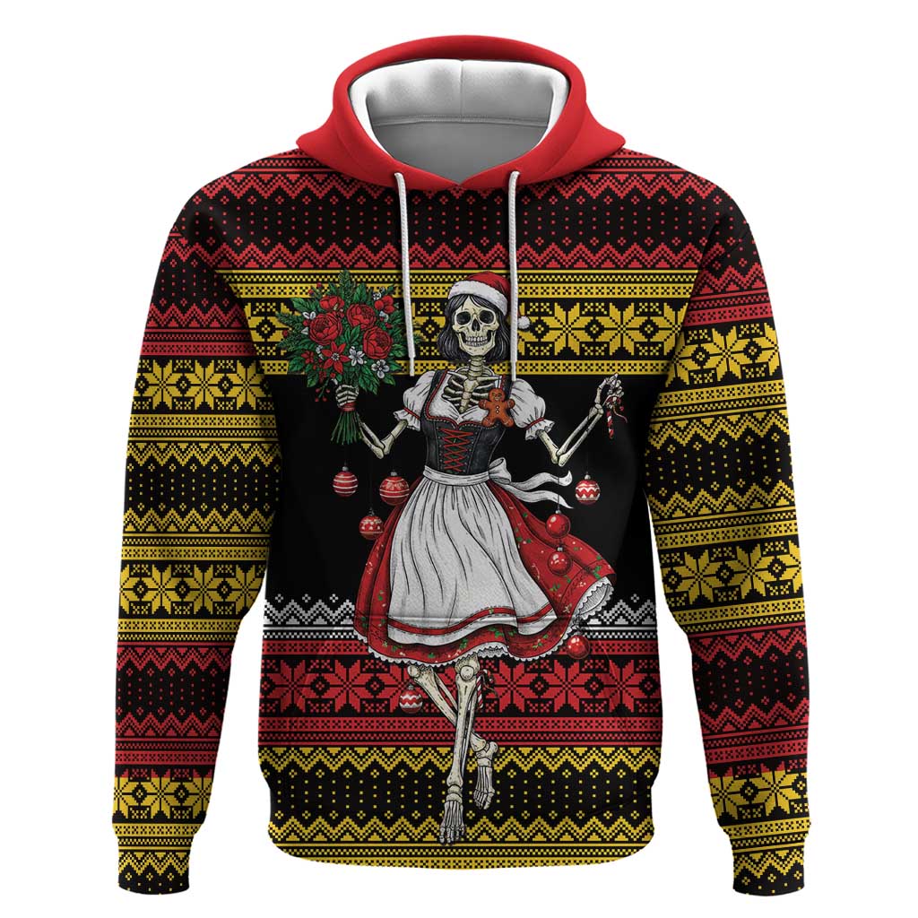 Dirndl Skeleton Dance Zip Hoodie Bavarian Gothic Christmas - Wonder Print Shop