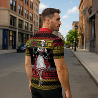 Dirndl Skeleton Dance Zipper Polo Shirt Bavarian Gothic Christmas - Wonder Print Shop