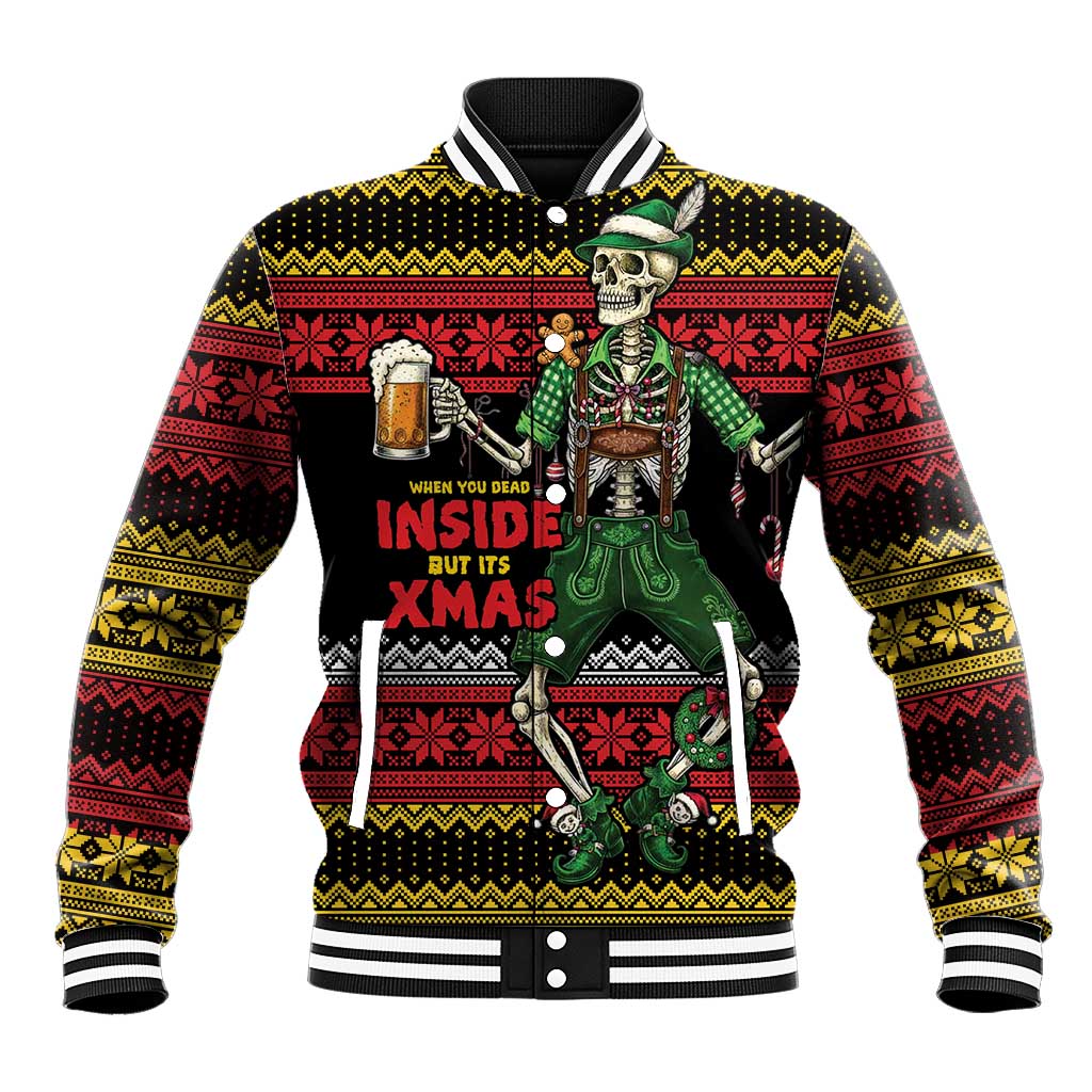Lederhosen Skeleton Dance Baseball Jacket Bavarian Gothic Christmas - Wonder Print Shop