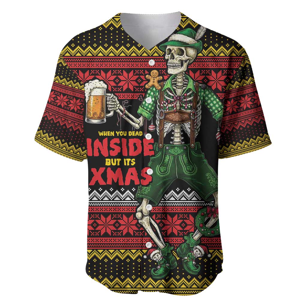 Lederhosen Skeleton Dance Baseball Jersey Bavarian Gothic Christmas - Wonder Print Shop
