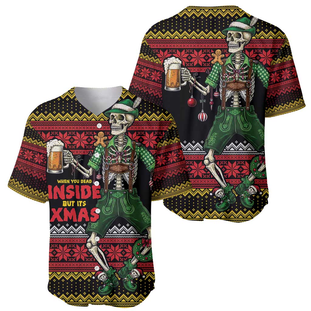Lederhosen Skeleton Dance Baseball Jersey Bavarian Gothic Christmas - Wonder Print Shop