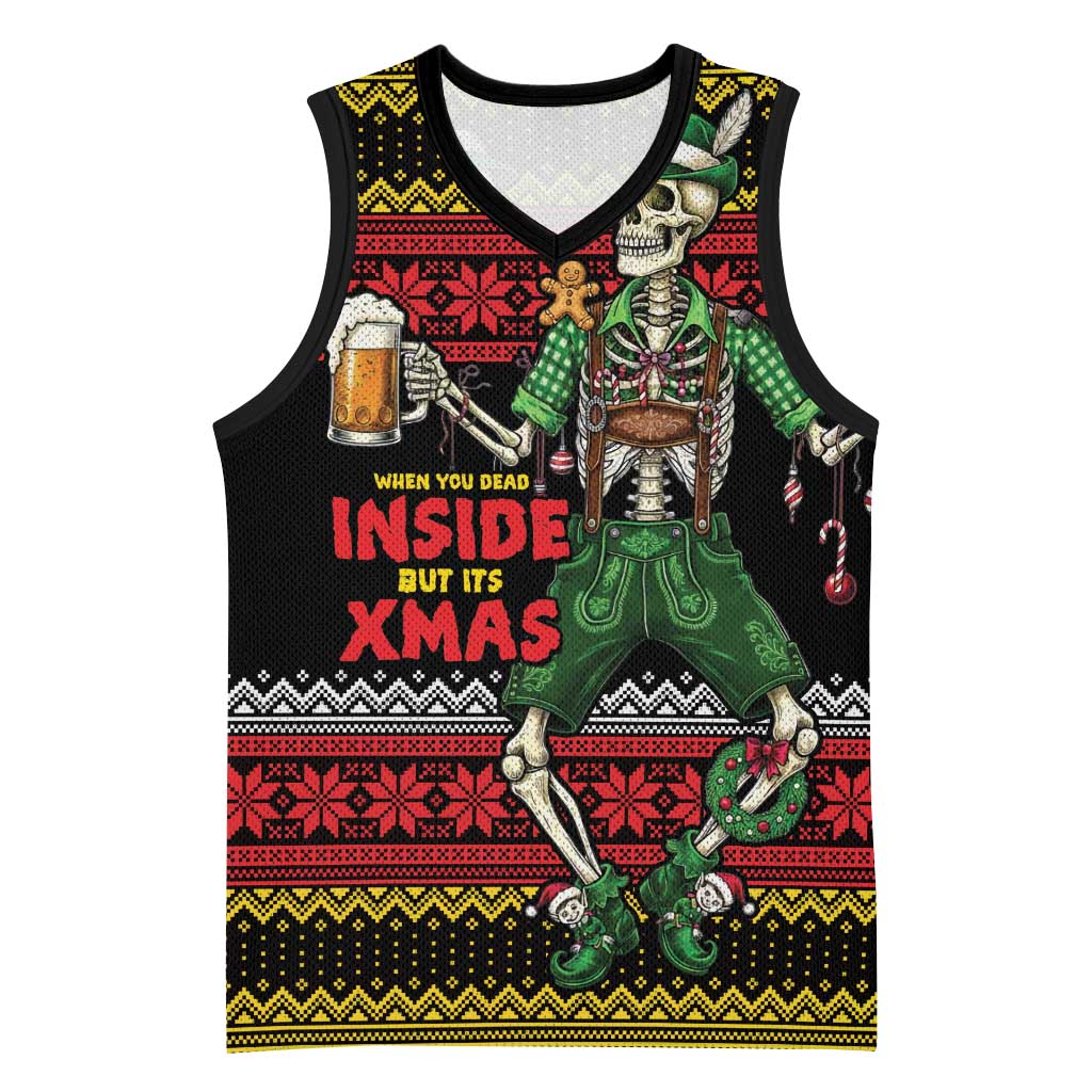 Lederhosen Skeleton Dance Basketball Jersey Bavarian Gothic Christmas - Wonder Print Shop