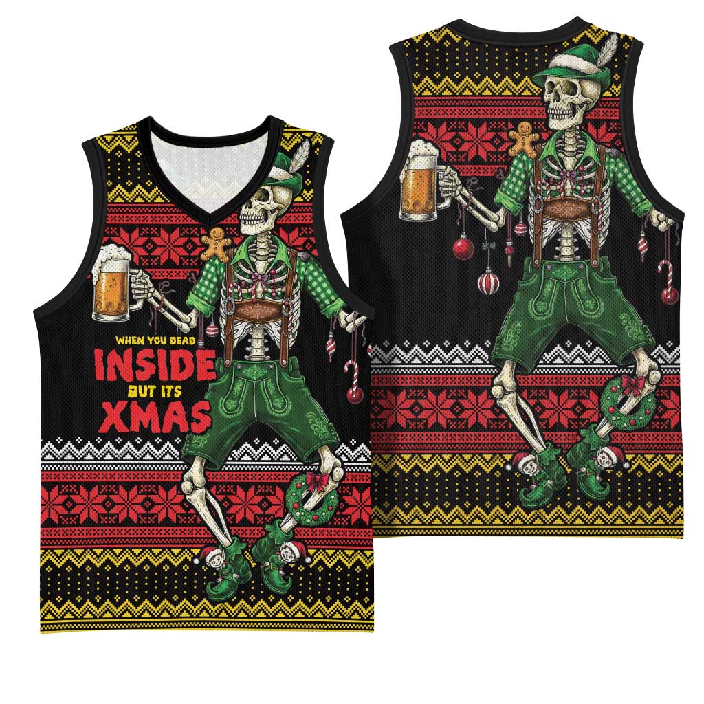 Lederhosen Skeleton Dance Basketball Jersey Bavarian Gothic Christmas - Wonder Print Shop