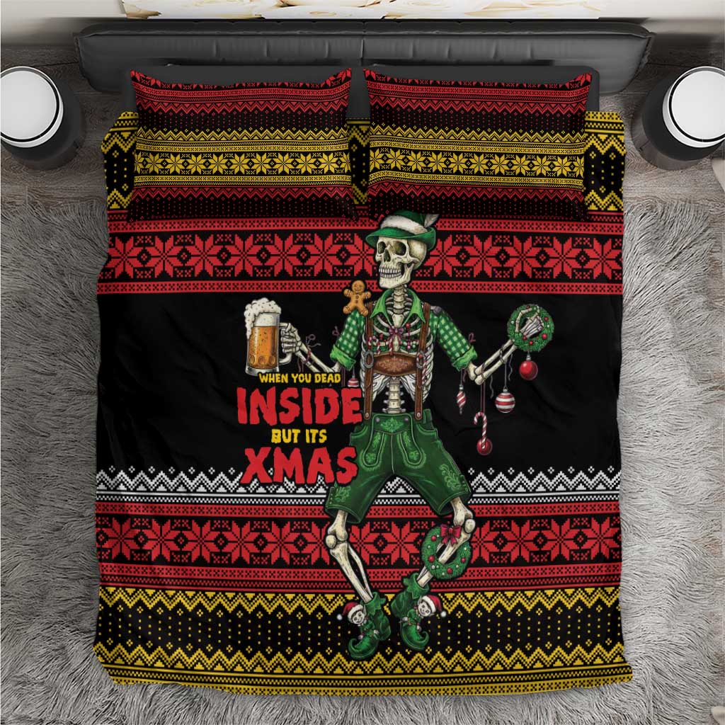 Lederhosen Skeleton Dance Bedding Set Bavarian Gothic Christmas - Wonder Print Shop