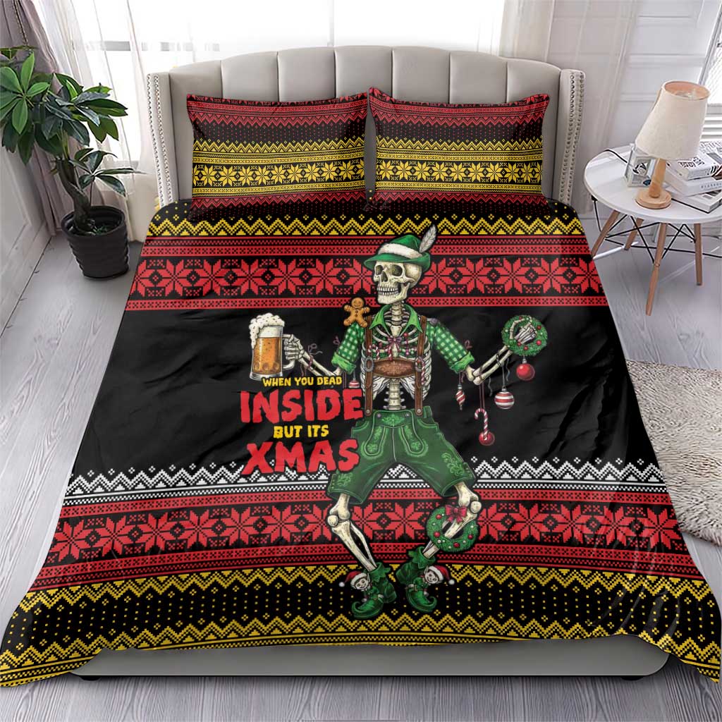 Lederhosen Skeleton Dance Bedding Set Bavarian Gothic Christmas - Wonder Print Shop