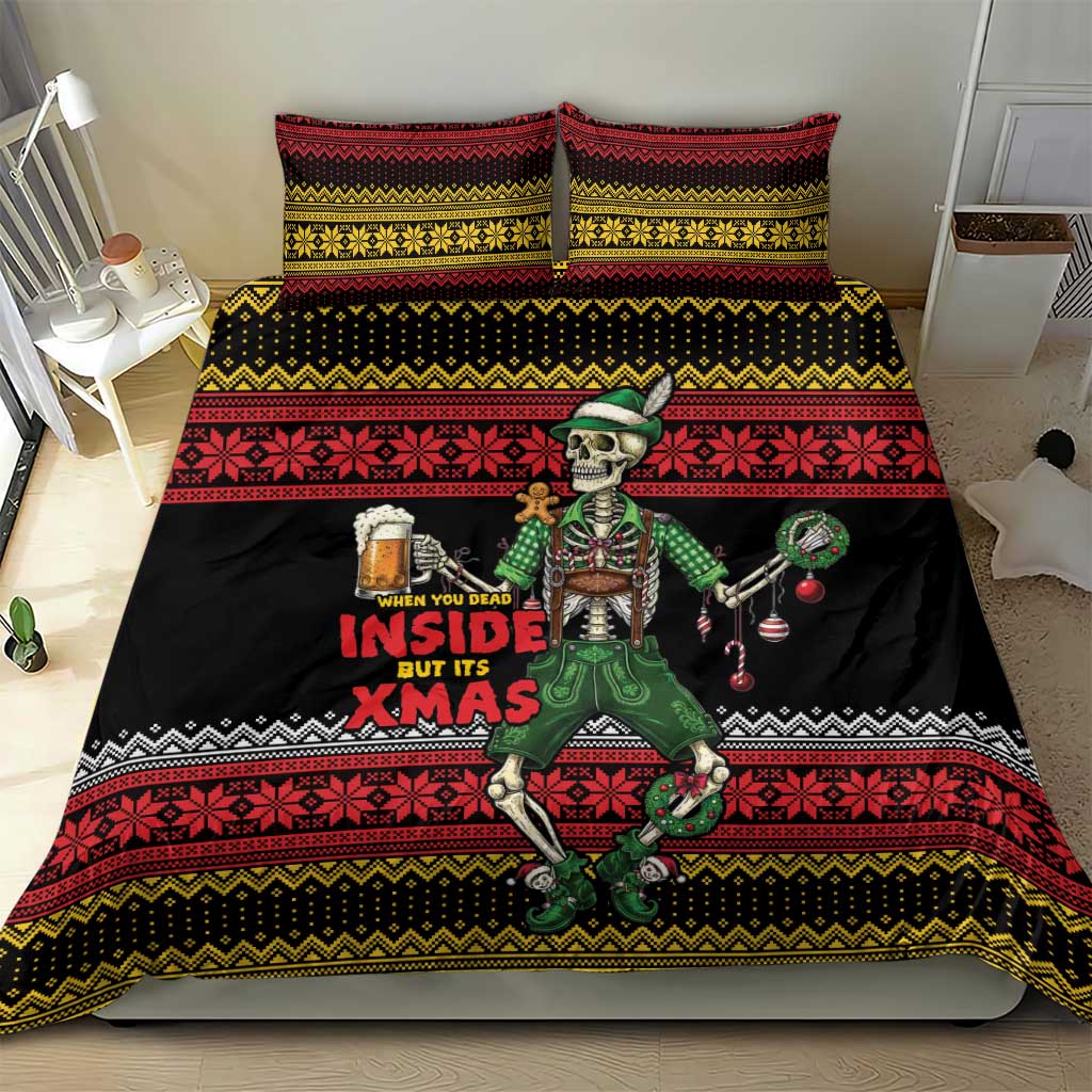 Lederhosen Skeleton Dance Bedding Set Bavarian Gothic Christmas - Wonder Print Shop