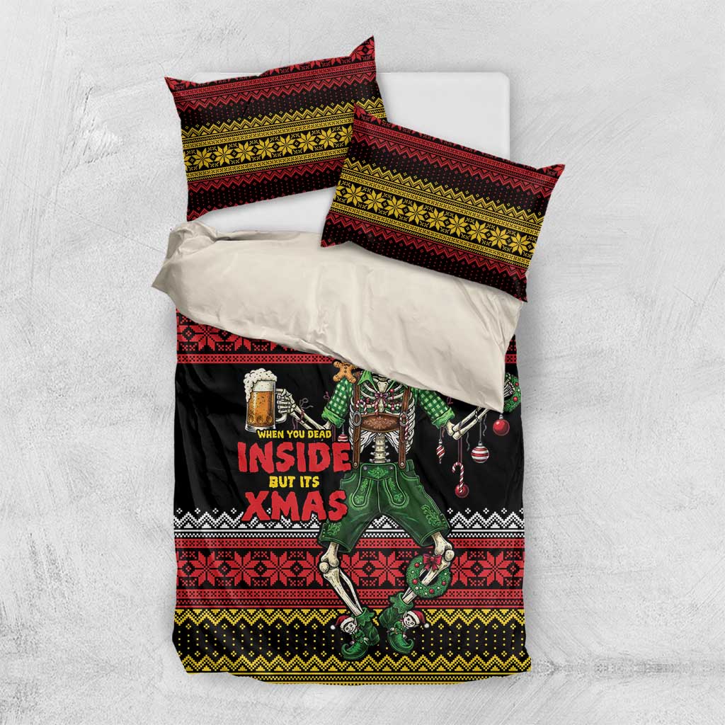 Lederhosen Skeleton Dance Bedding Set Bavarian Gothic Christmas - Wonder Print Shop