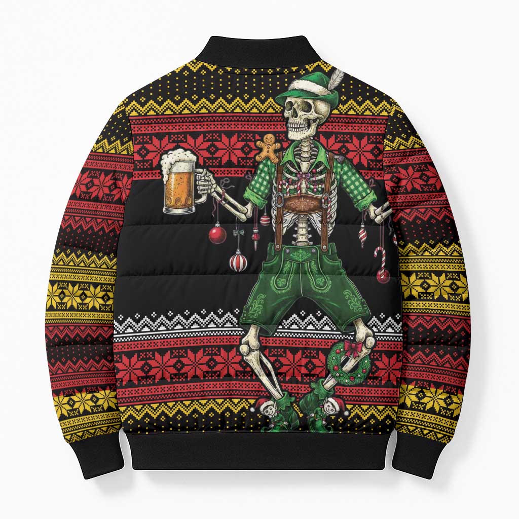 Lederhosen Skeleton Dance Bomber Puffer Jacket Bavarian Gothic Christmas - Wonder Print Shop