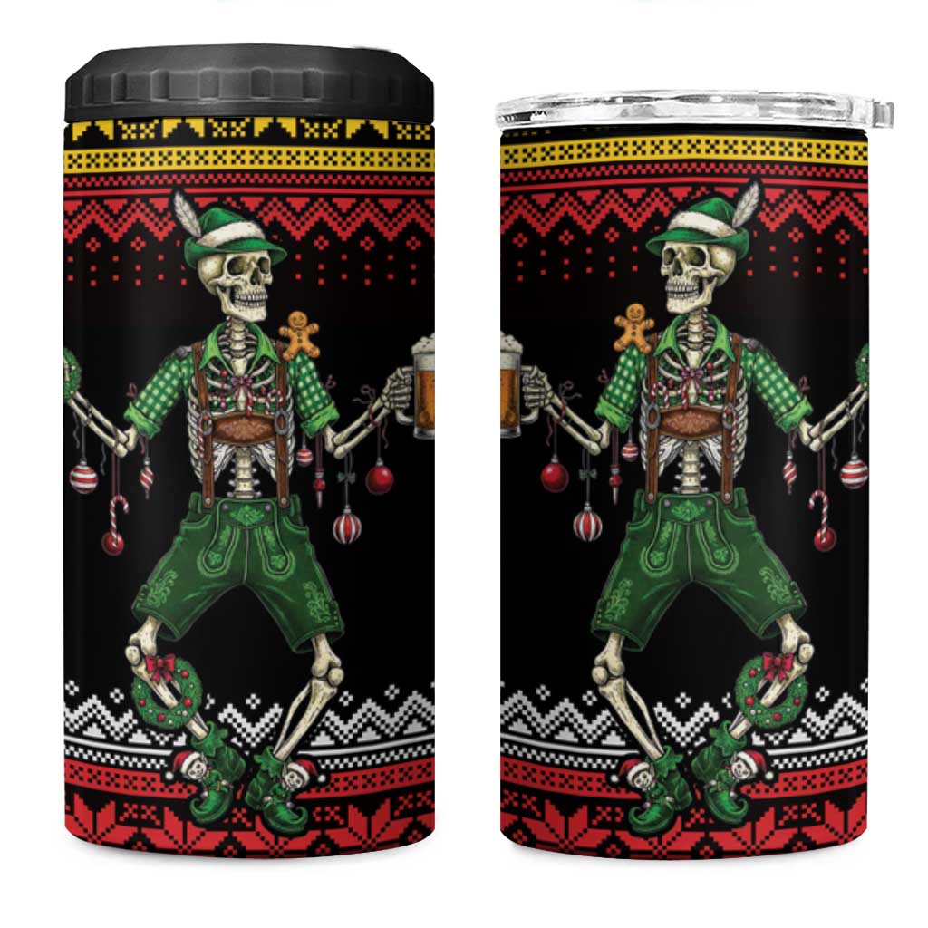 Lederhosen Skeleton Dance 4 in 1 Can Cooler Tumbler Bavarian Gothic Christmas - Wonder Print Shop