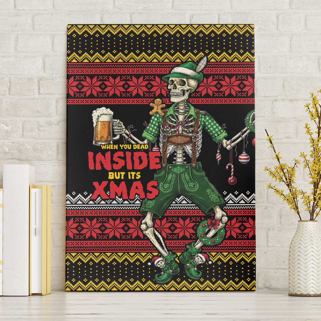 Lederhosen Skeleton Dance Canvas Wall Art Bavarian Gothic Christmas - Wonder Print Shop