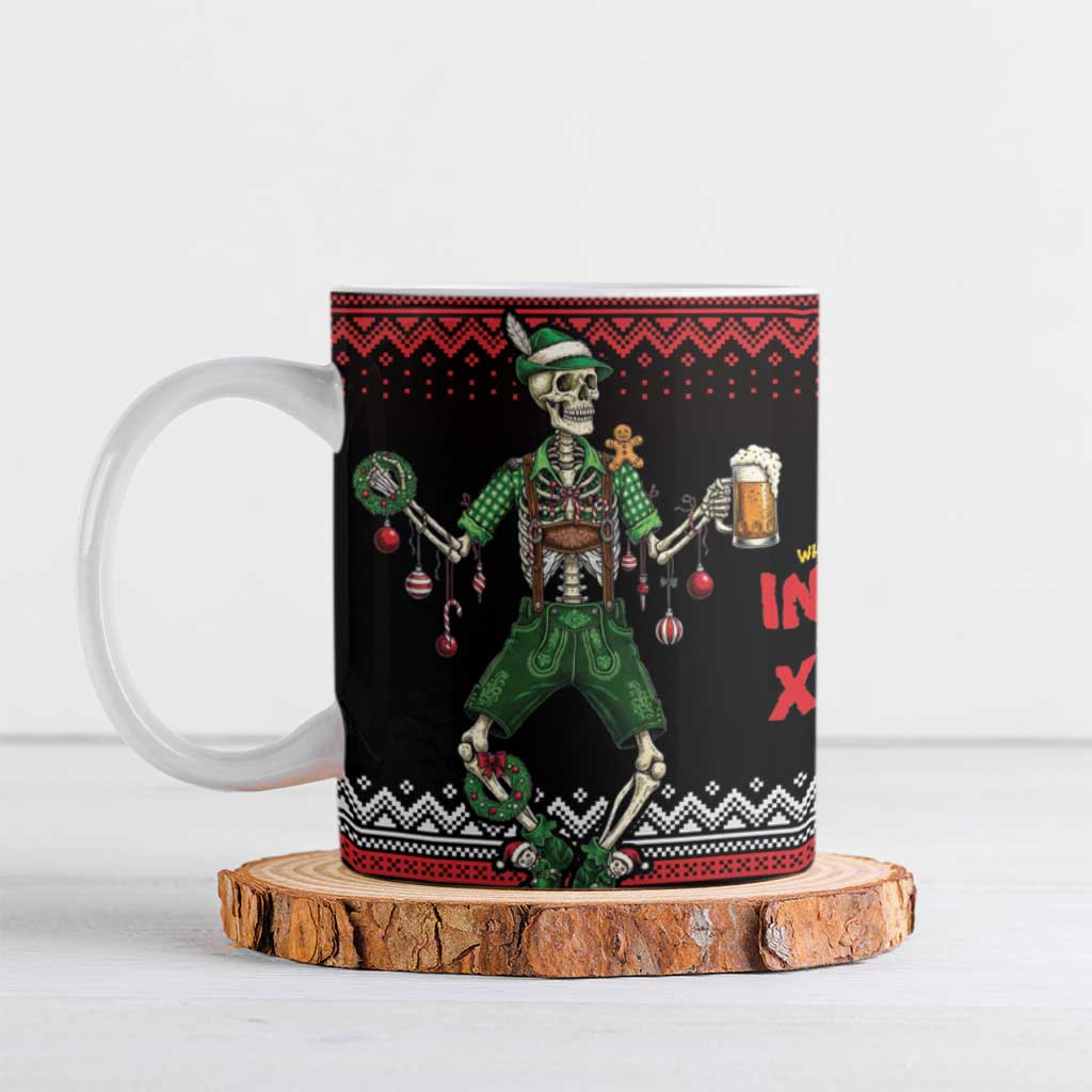 Lederhosen Skeleton Dance Ceramic Mug Bavarian Gothic Christmas - Wonder Print Shop