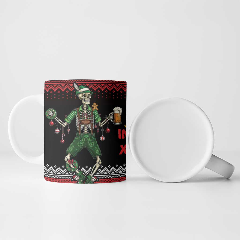 Lederhosen Skeleton Dance Ceramic Mug Bavarian Gothic Christmas - Wonder Print Shop