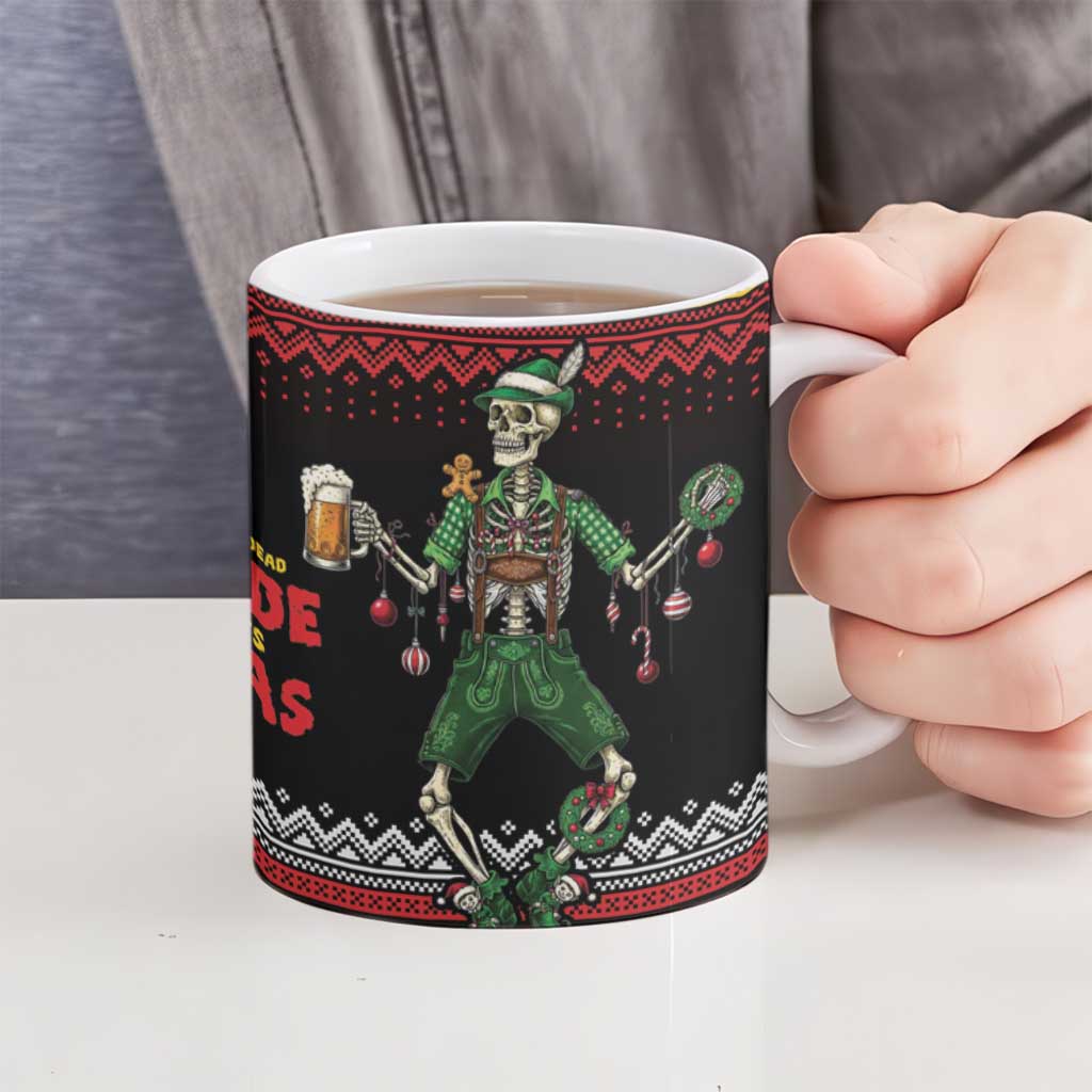 Lederhosen Skeleton Dance Ceramic Mug Bavarian Gothic Christmas - Wonder Print Shop