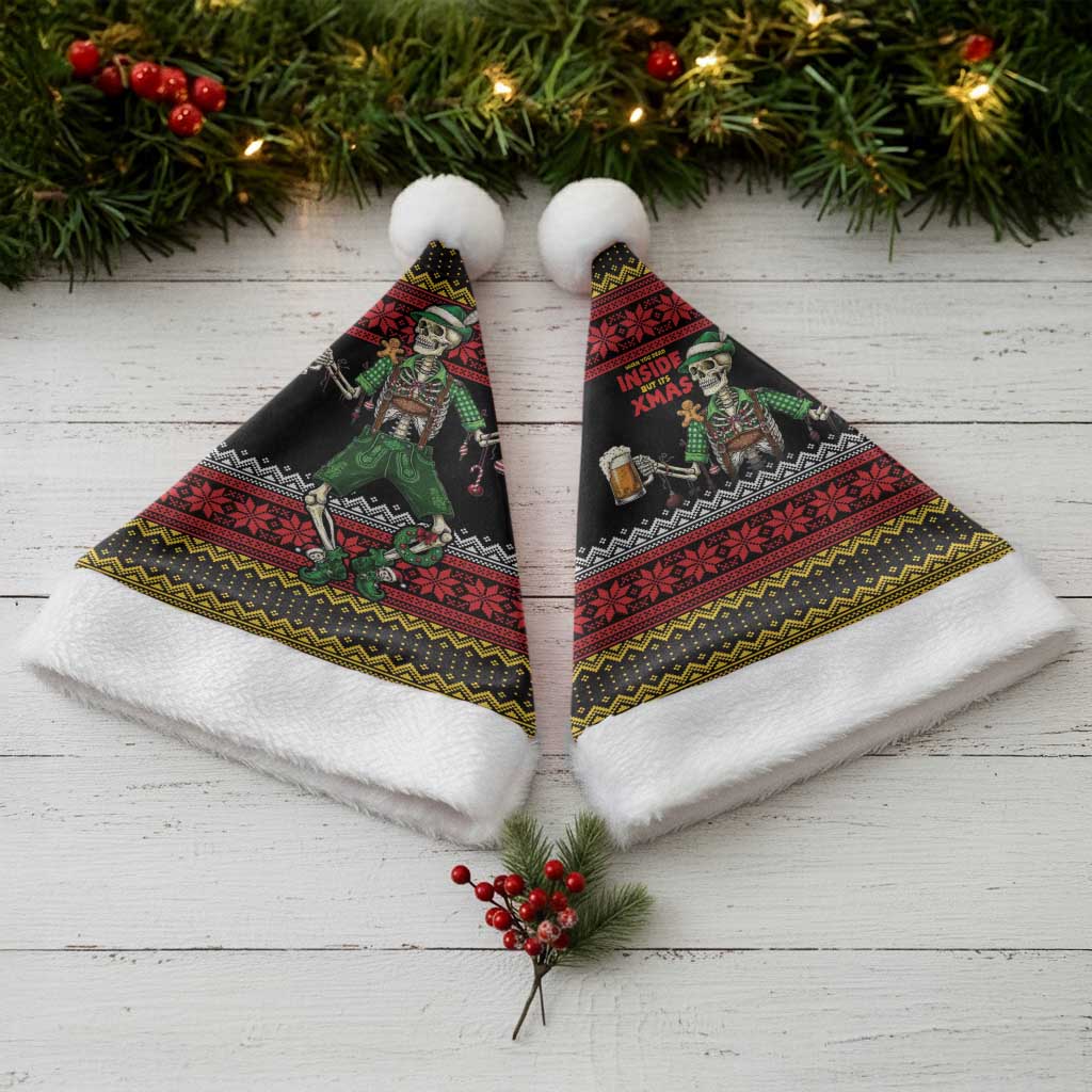 Lederhosen Skeleton Dance Christmas Santa Hat Bavarian Gothic Christmas - Wonder Print Shop