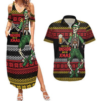 Lederhosen Skeleton Dance Couples Matching Summer Maxi Dress and Hawaiian Shirt Bavarian Gothic Christmas - Wonder Print Shop