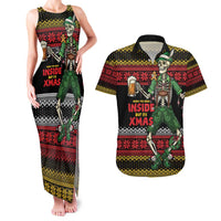 Lederhosen Skeleton Dance Couples Matching Tank Maxi Dress and Hawaiian Shirt Bavarian Gothic Christmas - Wonder Print Shop