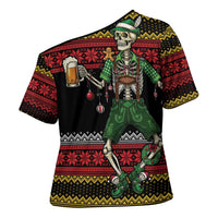 Lederhosen Skeleton Dance Cross Shoulder Shirt Bavarian Gothic Christmas - Wonder Print Shop