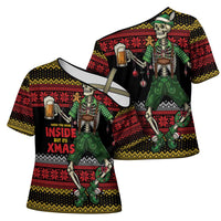 Lederhosen Skeleton Dance Cross Shoulder Shirt Bavarian Gothic Christmas - Wonder Print Shop