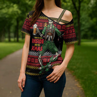 Lederhosen Skeleton Dance Cross Shoulder Shirt Bavarian Gothic Christmas - Wonder Print Shop