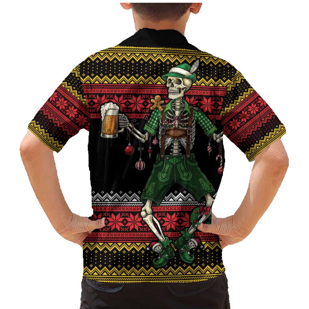 Lederhosen Skeleton Dance Family Matching Mermaid Dress and Hawaiian Shirt Bavarian Gothic Christmas - Wonder Print Shop