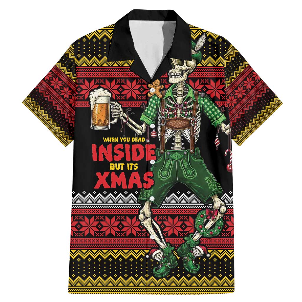 Lederhosen Skeleton Dance Family Matching Mermaid Dress and Hawaiian Shirt Bavarian Gothic Christmas - Wonder Print Shop