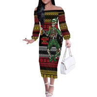 Lederhosen Skeleton Dance Family Matching Off The Shoulder Long Sleeve Dress and Hawaiian Shirt Bavarian Gothic Christmas - Wonder Print Shop