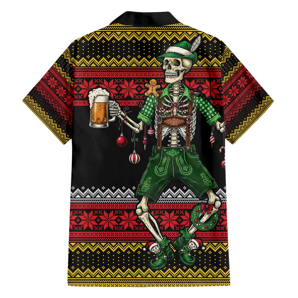 Lederhosen Skeleton Dance Family Matching Off Shoulder Maxi Dress and Hawaiian Shirt Bavarian Gothic Christmas - Wonder Print Shop