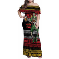 Lederhosen Skeleton Dance Family Matching Off Shoulder Maxi Dress and Hawaiian Shirt Bavarian Gothic Christmas - Wonder Print Shop