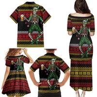 Lederhosen Skeleton Dance Family Matching Puletasi and Hawaiian Shirt Bavarian Gothic Christmas - Wonder Print Shop